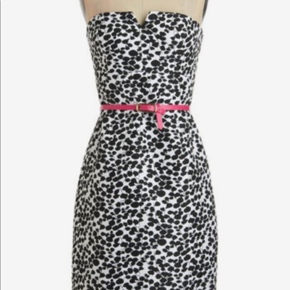 Max and Cleo modcloth strapless white and black dress size 8.